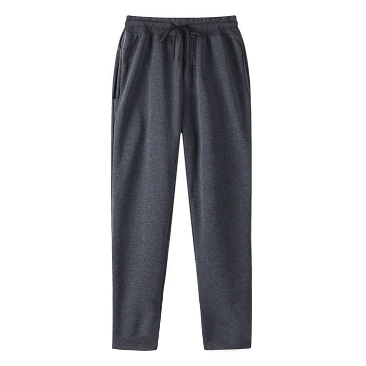 Herren nan geradlinige Sweatpants aus melierter Baumwollmischung mit elastischem Bund Kordelzug und Seitentaschen Drune