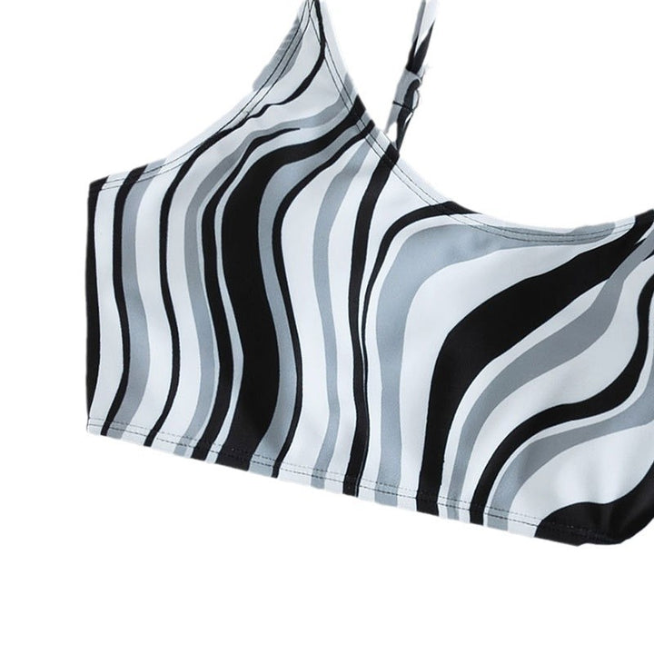 Damen Hochgeschnittener Bikini mit wellenförmigem Oberteil Drune