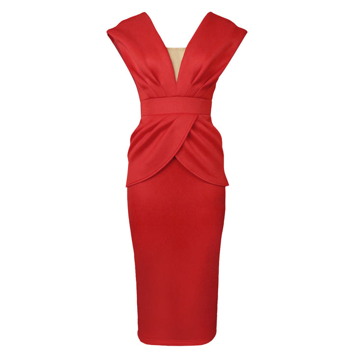 Damen Midi-Dress mit elegantem Drapierungsdesign Drune