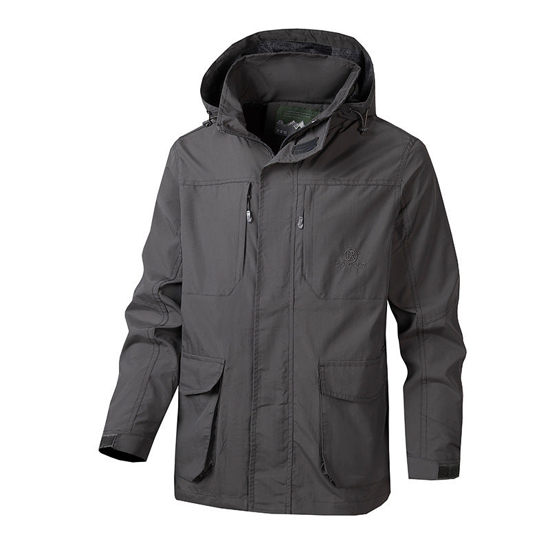 Herren Funktionale Jacke mit verstellbarem Kapuzendesign Drune