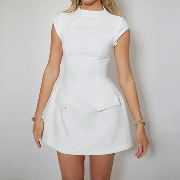 Damen Figurbetontes Minikleid mit Taschen und hohen Taillenlinien Drune