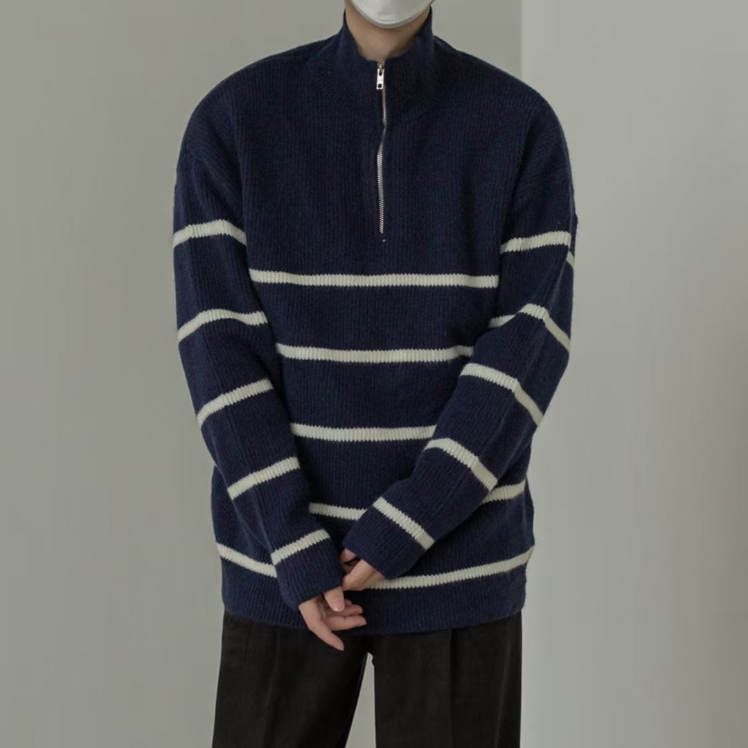 Herren Gemütlicher Grobstrickpullover mit halbhohem Kragen Drune