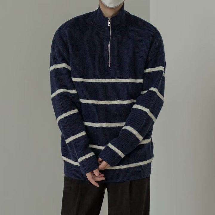 Herren Gemütlicher Grobstrickpullover mit halbhohem Kragen Drune