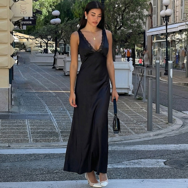 Damen Elegantes Nachthemd mit Spitzendetails Drune