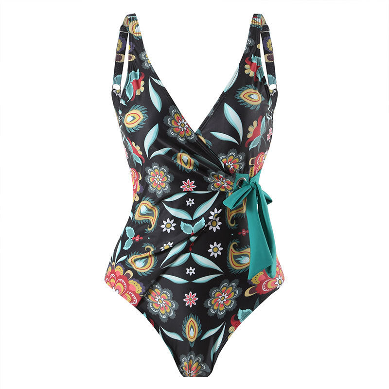 Damen Badeanzug mit floralem Wickelrock und femininem Design Drune