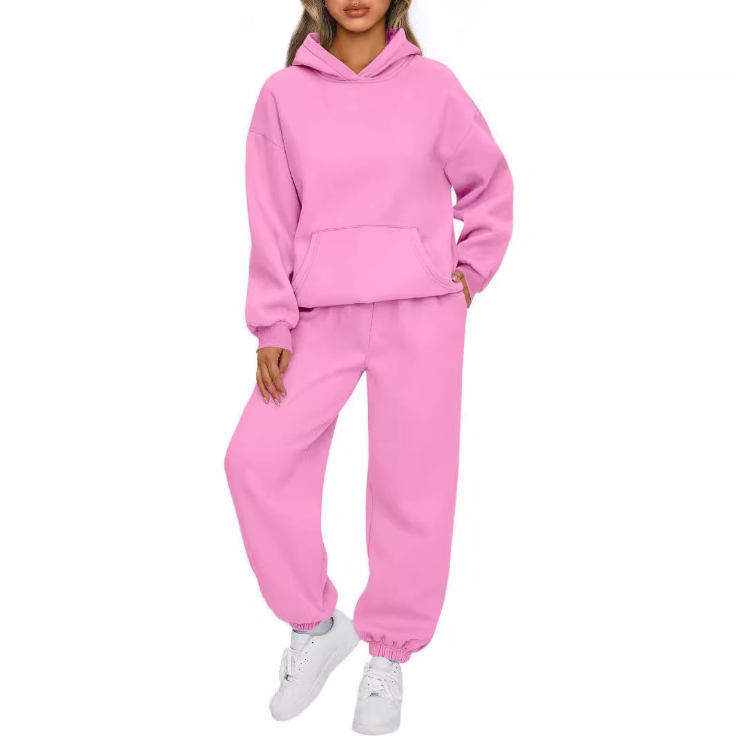 Damen nan Oversized Hoodie- und Jogginghose-Set aus weicher Baumwollmischung Drune