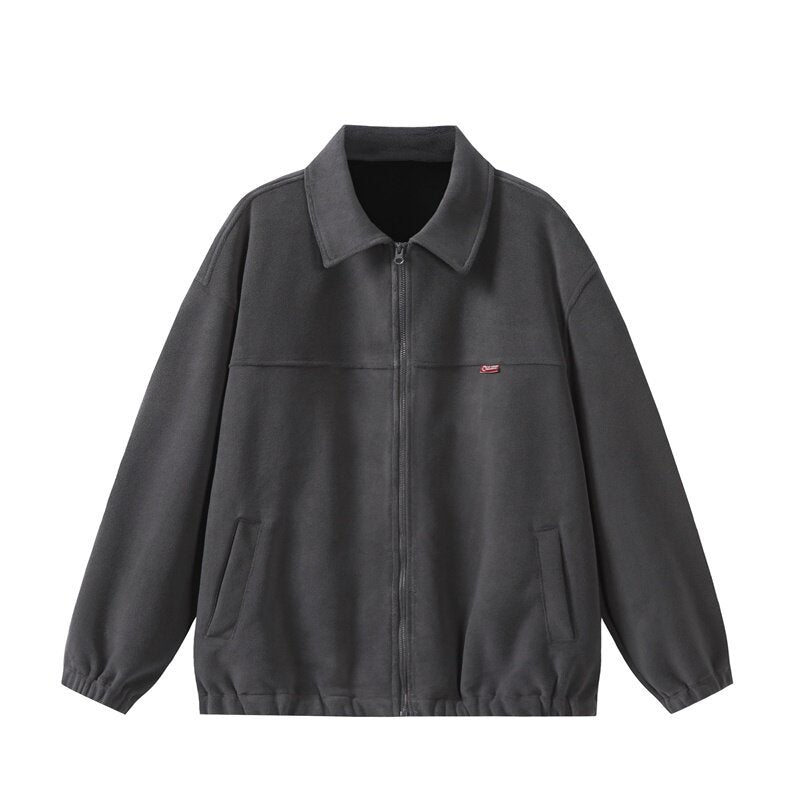 Unisex Fleece‑Blousonjacke im Boxy‑Cut mit Hemdkragen, durchgehendem Reißverschluss und elastischem Saum Drune