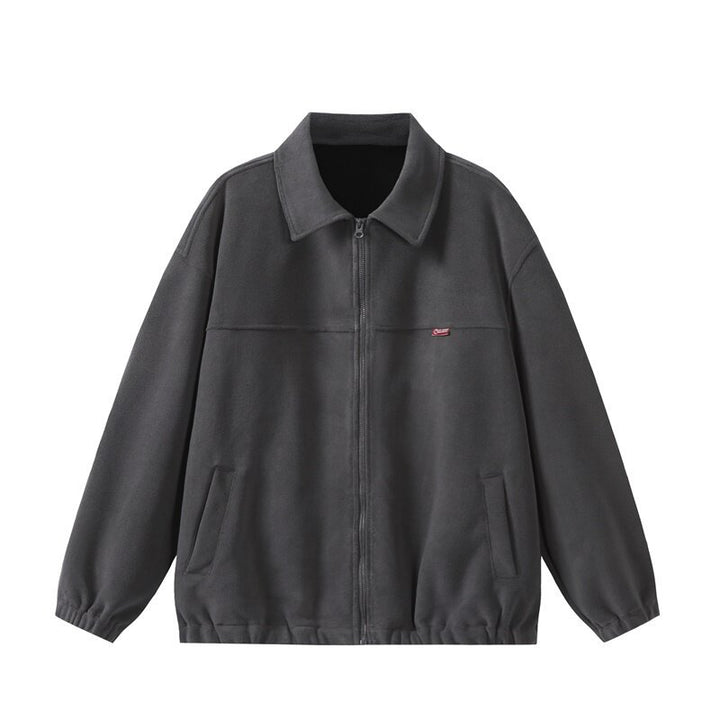 Unisex Fleece‑Blousonjacke im Boxy‑Cut mit Hemdkragen, durchgehendem Reißverschluss und elastischem Saum Drune