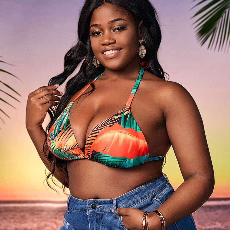 Damen Triangel-Bikini mit buntem Blumenmuster Drune