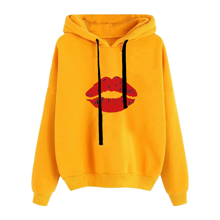 Damen nan lässiger Oversize Kapuzenpullover mit Herz‑und‑Pfotenprint, Kordelzug und gerippten Bündchen Drune
