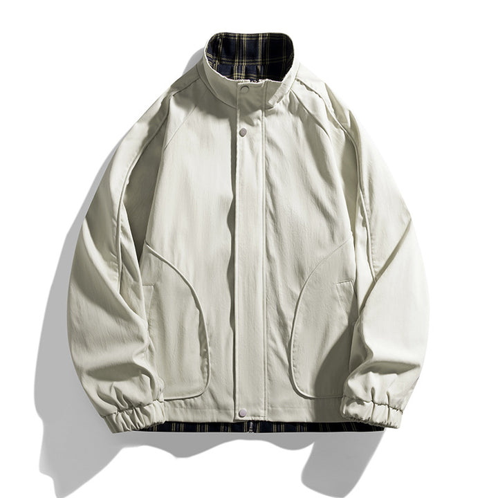 Herren Leichte Oversized Harrington-Jacke mit Karofutter, Raglanärmeln und elastischen Bündchen Drune