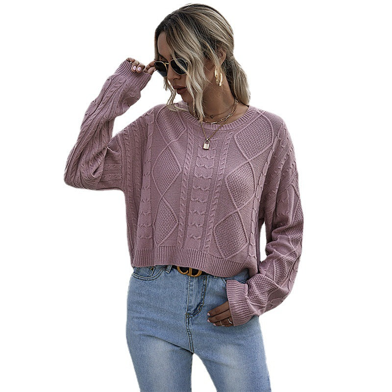 Damen Oversize Zopfstrickpullover mit Ajourdetails Drune