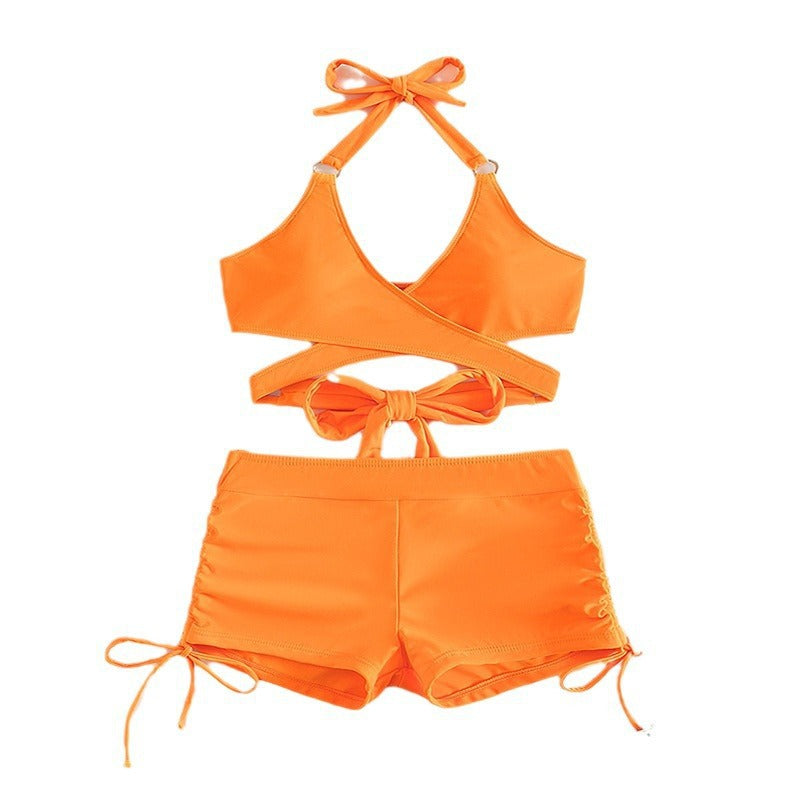Damen Hochwertiges Sport-Bikini-Set mit modischem Kreuzdesign und verstellbaren Trägem Drune
