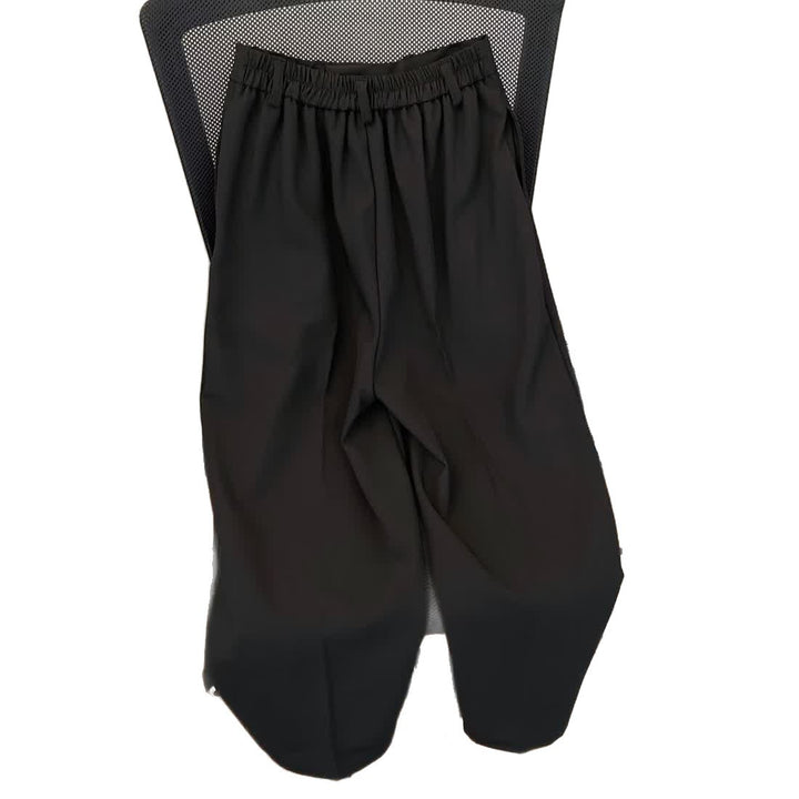 Damen elegante High-Waist Hose mit Falten und weitem Bein Drune