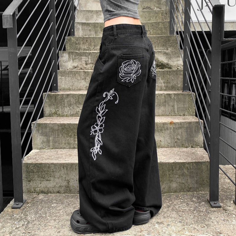Damen weit geschnittene Baumwollhose mit hohem Taillenbund und praktischen Taschen Drune