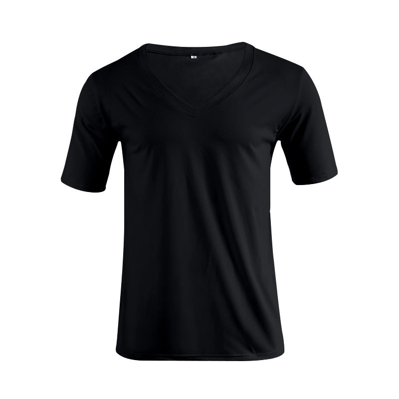 Herren nan V-Ausschnitt T‑Shirt aus feinem Jersey mit schmaler Silhouette und flachen Nähten Drune