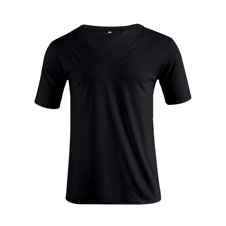 Herren nan V-Ausschnitt T‑Shirt aus feinem Jersey mit schmaler Silhouette und flachen Nähten Drune