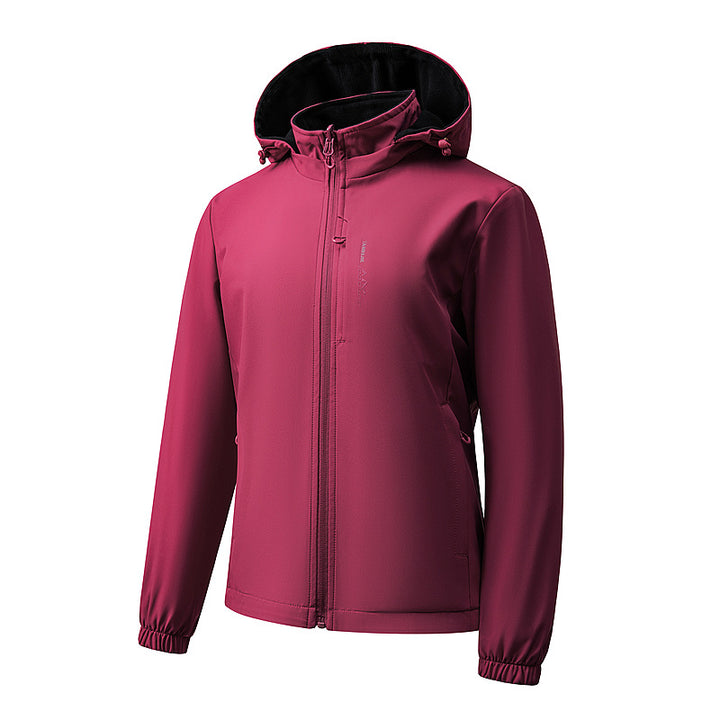 Damen Leichte wasserdichte Softshelljacke mit Kapuze und Brust-Reißverschlusstasche Drune
