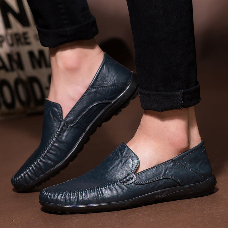 Herren Lederloafer im Mokassin-Stil mit handgenähter Ziernaht, elastischen Seiteneinsätzen und rutschfester Gummilaufsohle Drune
