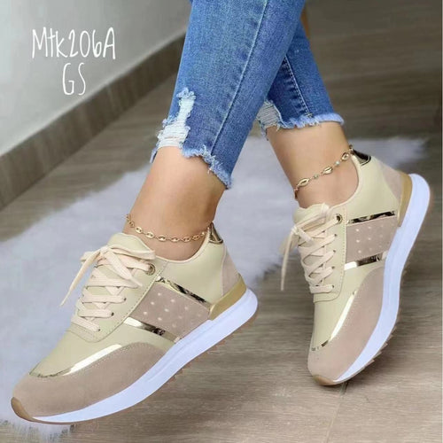 Damen Trendige Plateau-Sneaker mit Metallic-Akzenten und gepolsterter Komfortsohle Drune