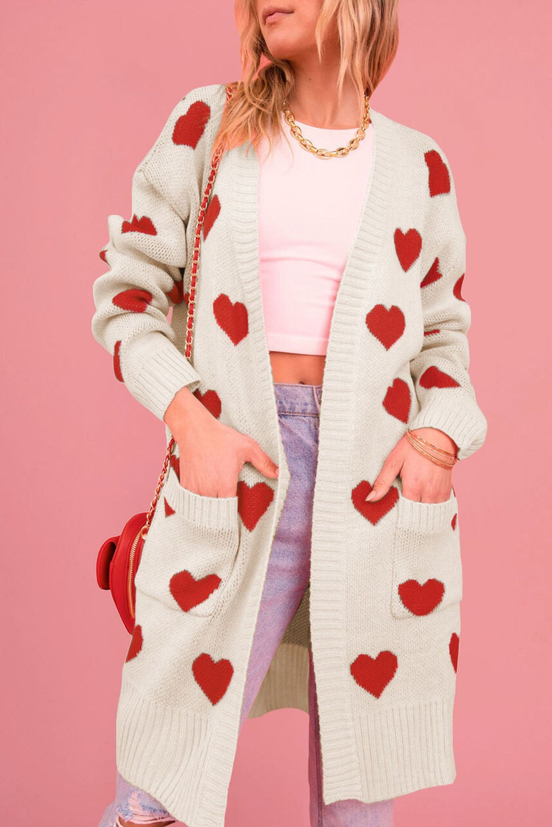 Damen Strickjacke mit Herzen Drune
