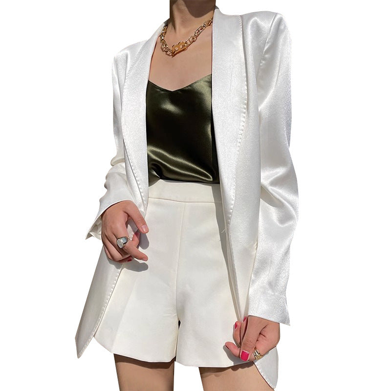Damen Eleganter, taillierter Satinblazer Drune