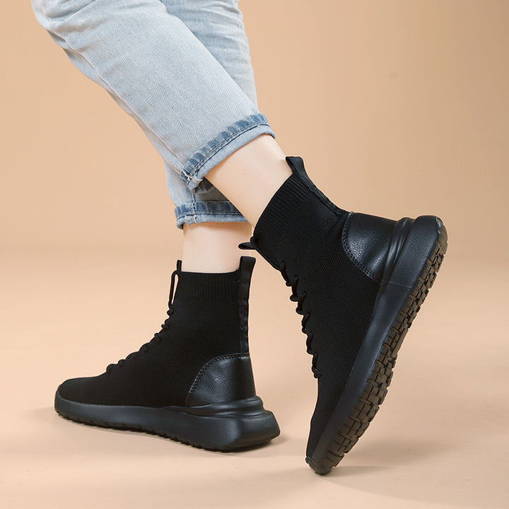 Damen High-Top Sock-Style Sneakers mit atmungsaktivem Strick-Obermaterial Drune
