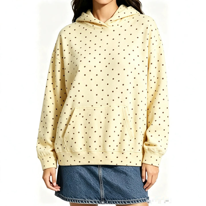Damen Oversize-Kapuzenpullover mit Leomuster, Kängurutasche und überschnittener Schulter Drune