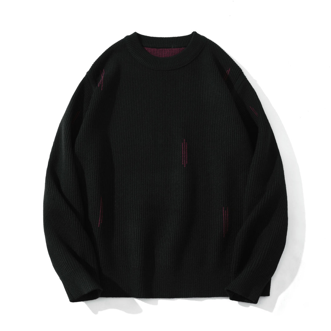 Damen Komfortabler Rippstrick-Pullover in Oversize-Silhouette mit Rundhals und dezentem Destroyed-Look Drune