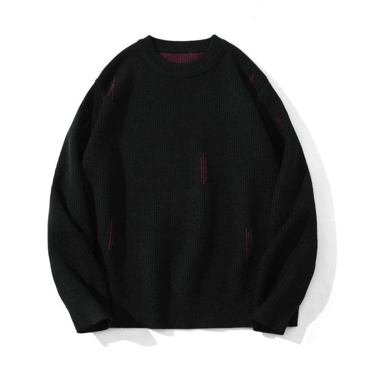 Damen Komfortabler Rippstrick-Pullover in Oversize-Silhouette mit Rundhals und dezentem Destroyed-Look Drune
