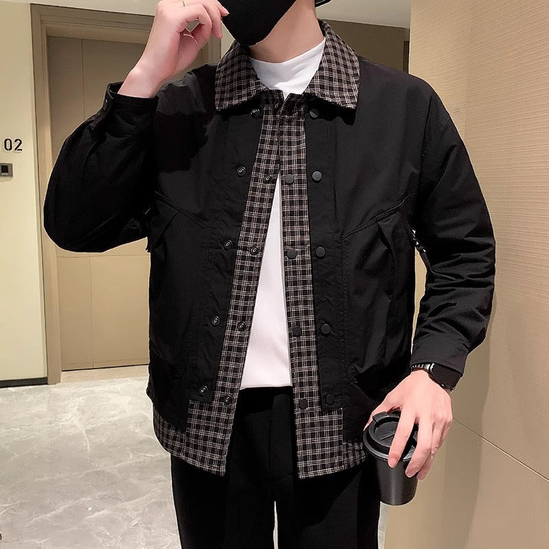 Herren Modische Utility Jacke mit hochschließendem Kragen Drune