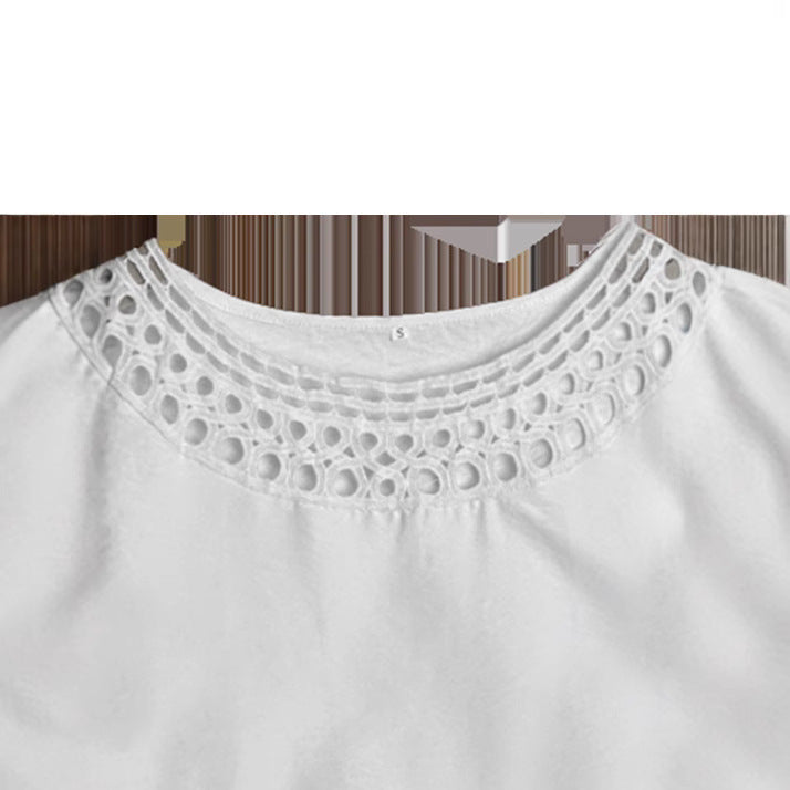 Damen lässiges Sommerkleid mit elegantem Häkelkragen und durchgehendem Schnitt Drune