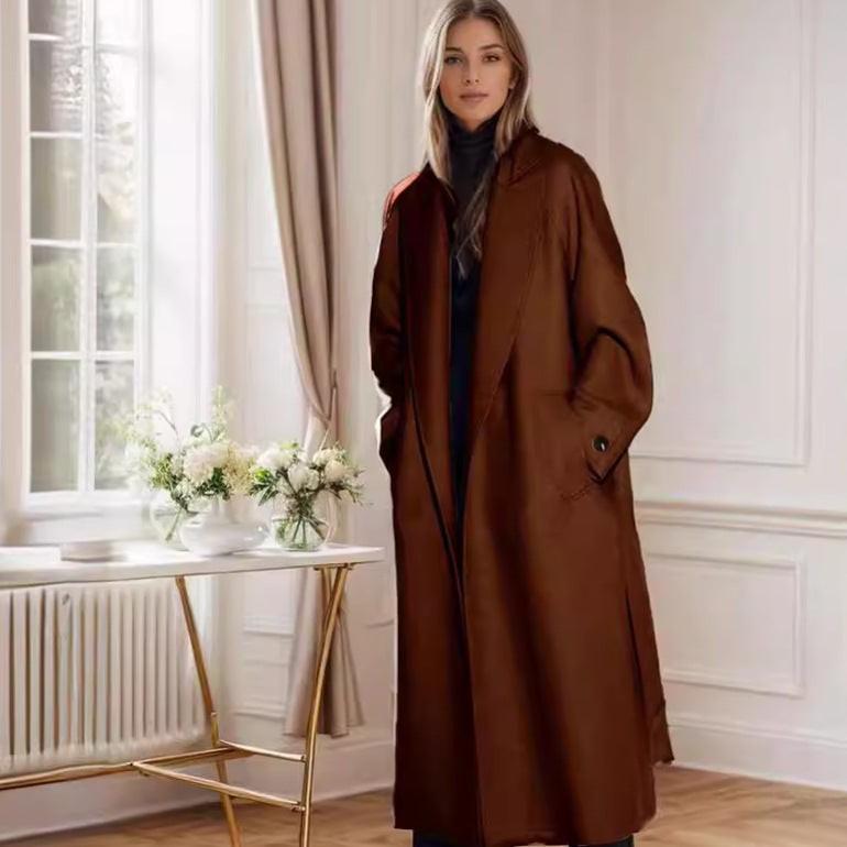Damen eleganter Duster-Mantel mit geräumigen Taschen und modernem Schnitt Drune