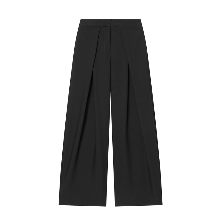 Damen nan hochtaillierte Bundfaltenhose mit weitem Bein und markanten Vorderfalten Drune