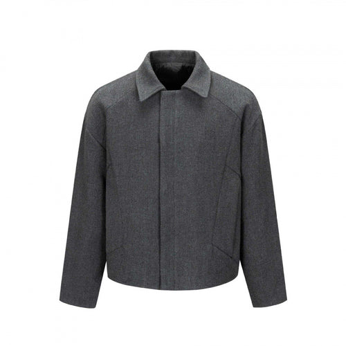Herren Kurze kastige Wollmix-Übergangsjacke mit verdeckter Knopfleiste und Raglanärmeln Drune