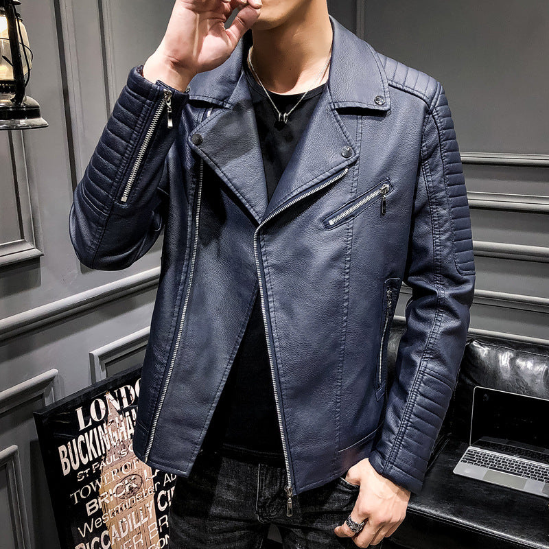 Herren Modische Bikerjacke aus hochwertigem Kunstleder Drune