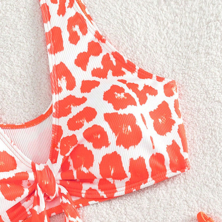 Damen Triangel-Bikini Set mit trendigem Leopardenmuster und verspieltem Knoten Drune
