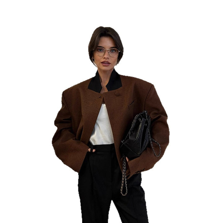 Damen Wolle Crop-Jacke mit modernem Schnitt Drune