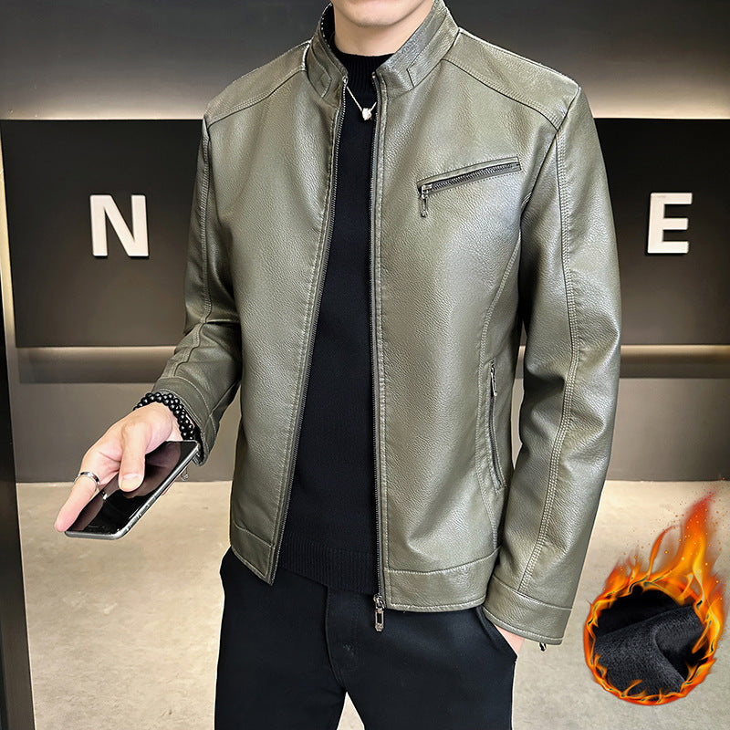 Herren Modische Kunstlederjacke mit praktischen Reißverschlusstaschen Drune 1788322121