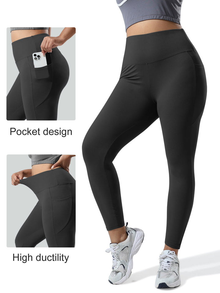 Damen High-Waist Sportleggings mit tiefer Seitentasche und stützendem Komfortbund Drune