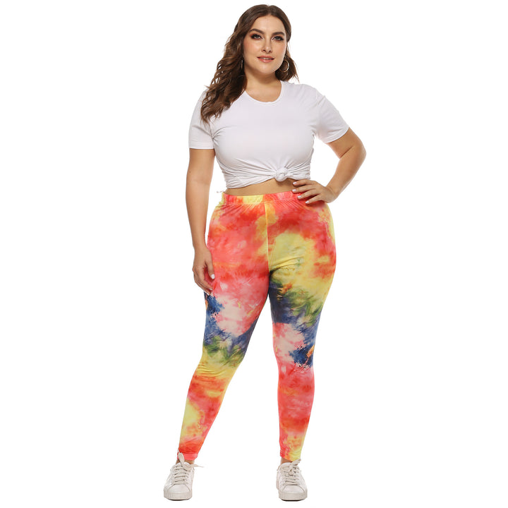 Damen farbenfrohe Leggings mit modernem Batikmuster Drune