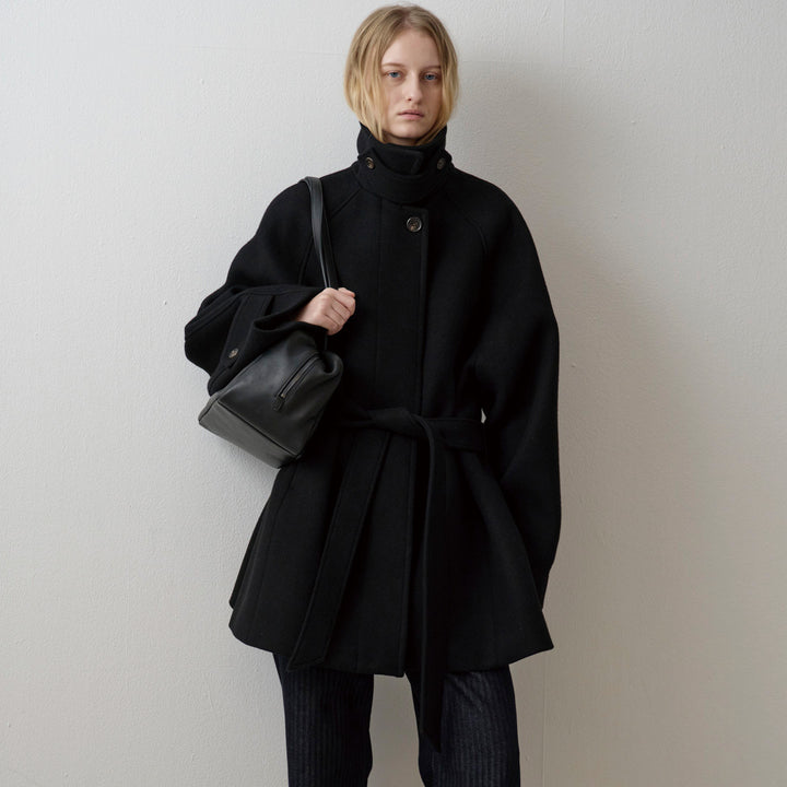 Damen gesteppter Wollmantel mit elegantem Kragen Drune