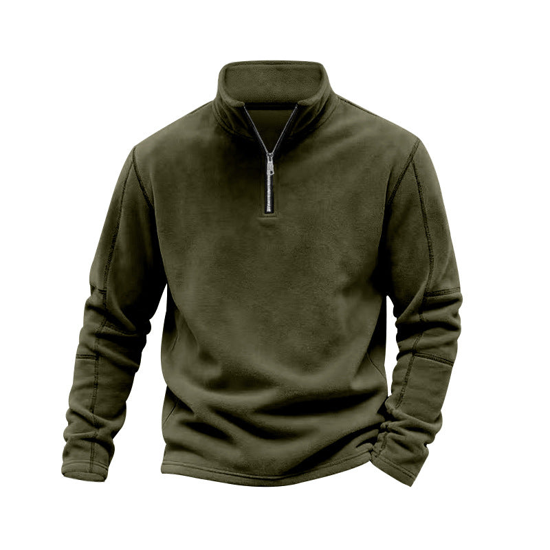 Herren nan leichter Fleece-Pullover mit halbem Reißverschluss und Stehkragen Drune