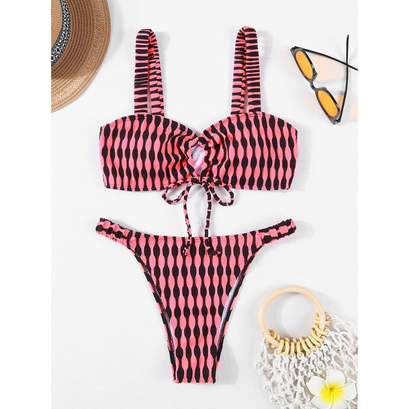 Damen Triangel-Bikini mit modischem Wickel-Design und verstellbaren Trägern Drune