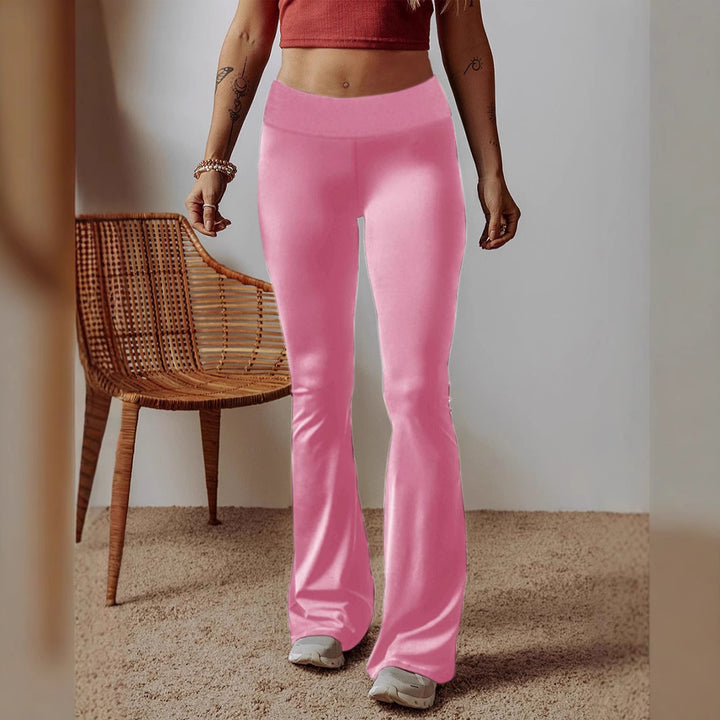 Damen High-Waist Flare-Hosen aus Stretch-Jersey mit weitem Schlag Drune
