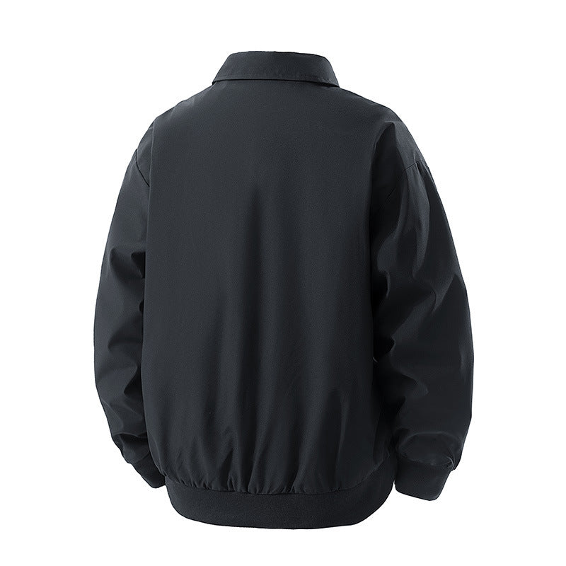 Herren Leichte Oversize-Bomberjacke aus winddichtem Nylon mit Reißverschluss, Brusttasche und Rippbündchen Drune