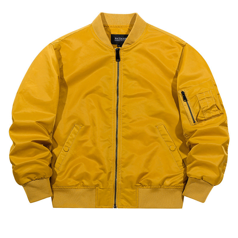 Men's  matte-shell insulated bomber jacket with reinforced sleeve zip pocket and snap-flap hand pockets Drune