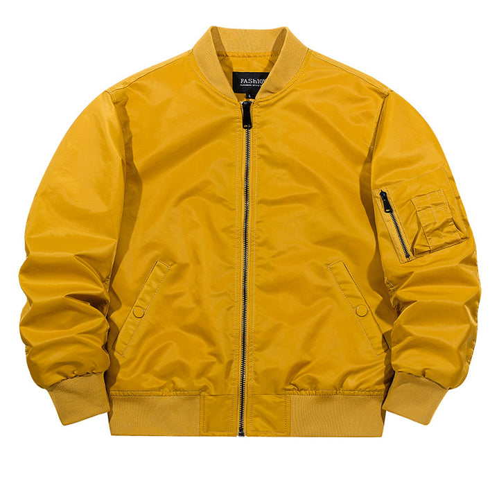 Men's  matte-shell insulated bomber jacket with reinforced sleeve zip pocket and snap-flap hand pockets Drune