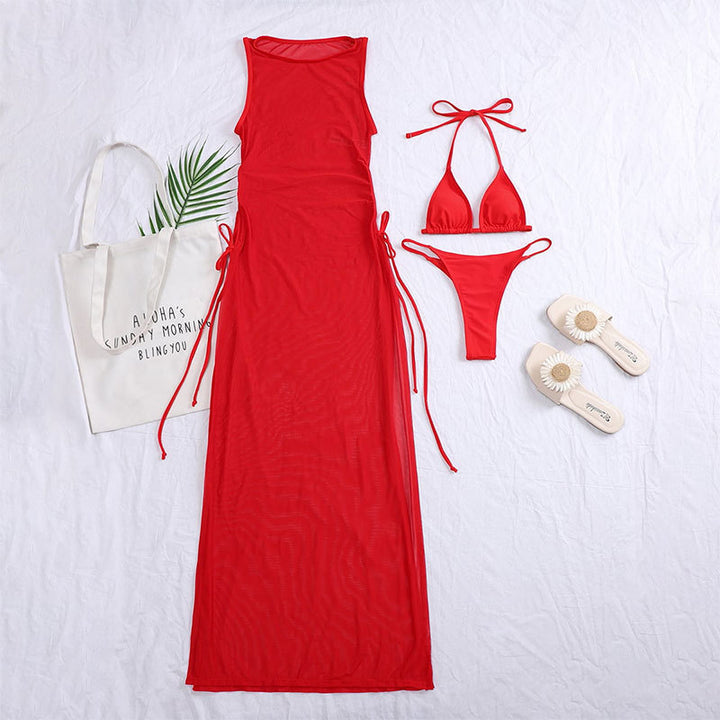 Damen Strandkleid mit asymmetrischem Wickeldesign Drune