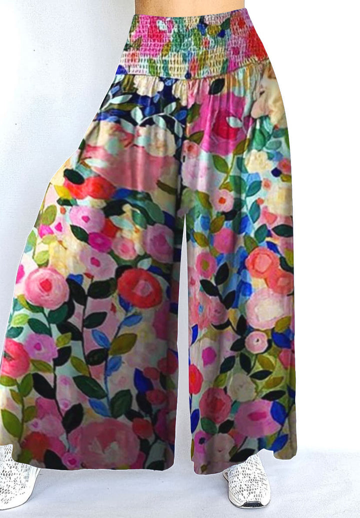 Damen Palazzo-Hosen mit hohem gesmoktem Bund und extrabreitem Bein Schnitt Drune